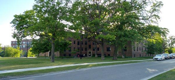 The renovated Lathrop Homes on Leavitt, north of Diversey, side of the river