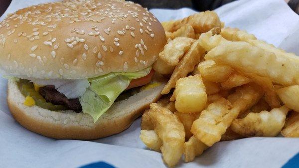 Cheese burger and fries