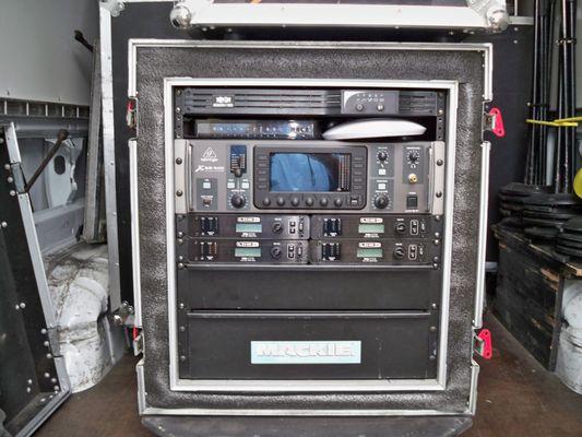 2 X32 consoles in a small package. Monitors and FOH.