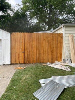 Fence staining