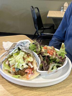 Falafel Pita with a side salad