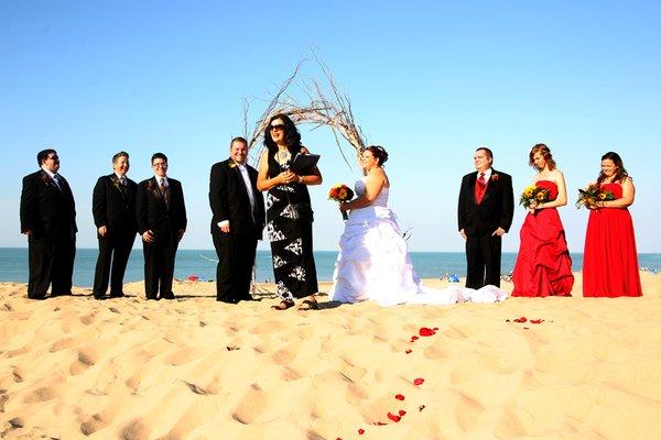 Beach wedding in October -- everyone melted and the groom's vows blew away!