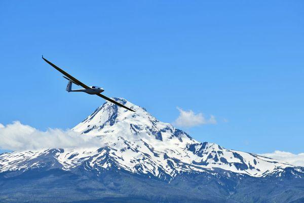 Mt Hood backdrop, and Mt Adams to the north, the Columbia River and Hood River valley below