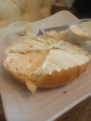 One bagel. 4 different types of cream cheese. Yum!