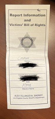 Sheriff incident report