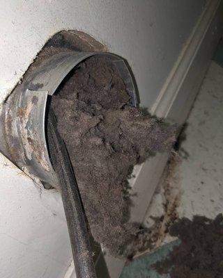 This dryer vent was a SERIOUS fire hazard ! Glad this customer called when they did