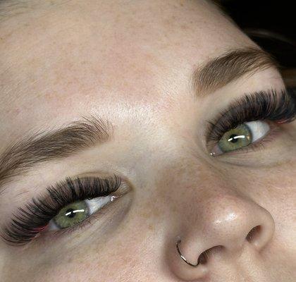 Mega volume lash extensions is the most fullness you can get!  Also add a pop of color to your next set/fill!