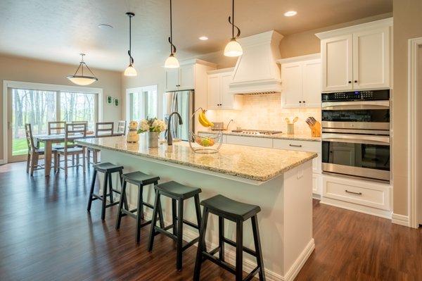 Kitchen with custom built cabinetry, custom built home Fox Valley area.