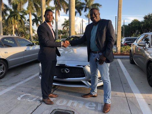 Congratulations to Fitzroy for leasing his all-new 2018 Infiniti Q60 coupe from Primary Auto Brokers.