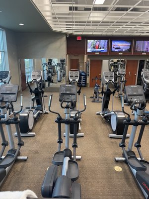 Rower, elliptical, stationary bike, treadmill, stepper area