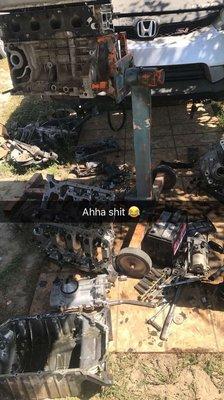 The engine off the the car