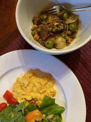 Butternut squash Mac and cheese and lamb tagine