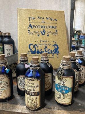 Apothecary bottles and books