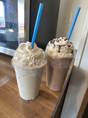 Vanilla bean frappe, and Frozen Hot Chocolate