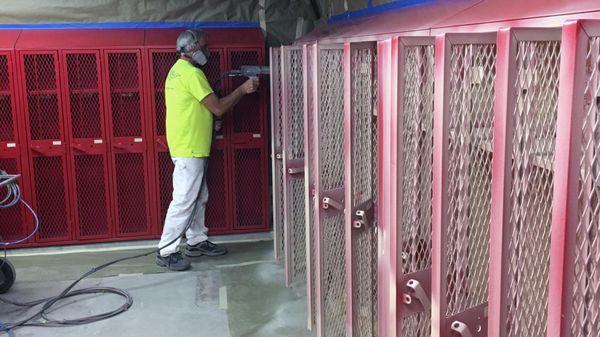 Electrostatic Painting of Gym Lockers in Suffolk NY