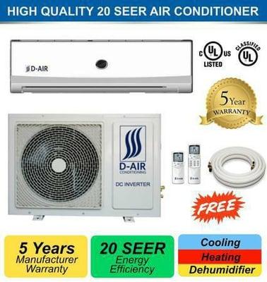 D Air 12,000 BTU 20 SEER Ductless Mini Split Heating & Air Conditioner