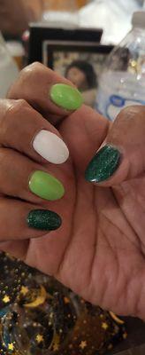 My bad ass nails, St Pattys & vacation ready. Thank u John