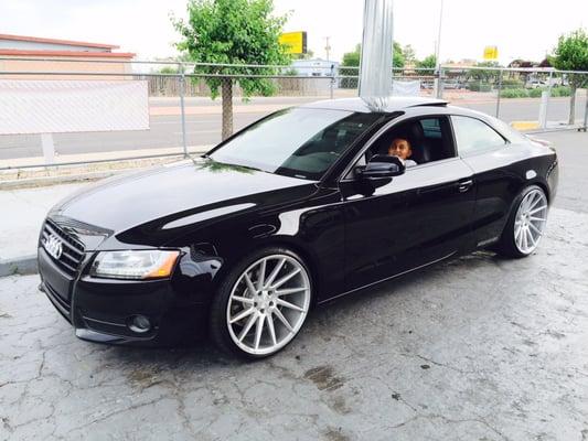 Custom wheels on an Audi A5. Central Tire Shop.