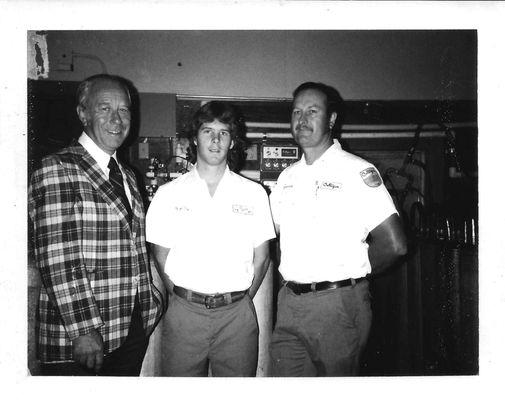 Founder of Culligan of Kerrville, Gib Boerner (pictured left) at the shop in 1976.