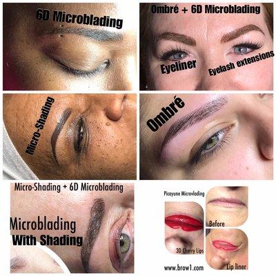 6D Microblading, ombré, Micro-Shading, Permanent Makeup, Permanent eyeliner, eyelash extensions, Lip liner, and 3D Candy Lips