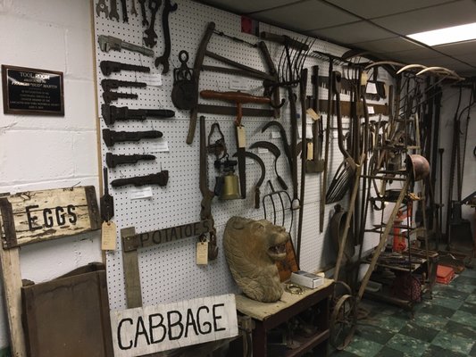 In the basement, tool display