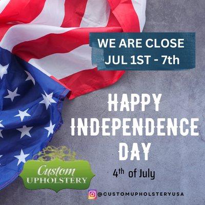 WE ARE CLOSED THIS WEEK!!
HAPPY 4TH JULY!!
THANK YOU ALL!