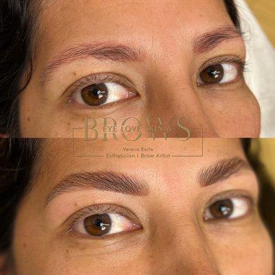 Brow lamination with hybrid tint.