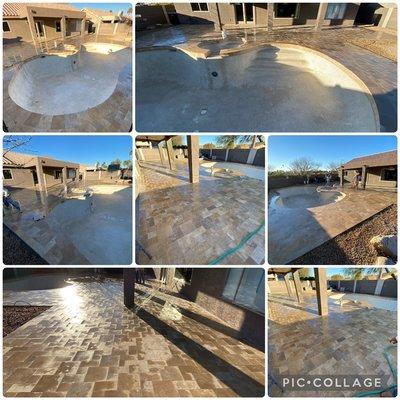 Travertine backyard pool project, gave me a call to get start on you're next project!