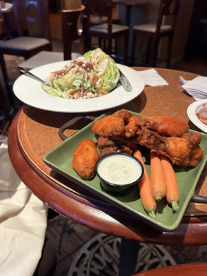 Wedge salad and buffalo wings