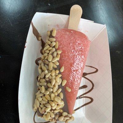 Watermelon Paleta + milk chocolate + piñon