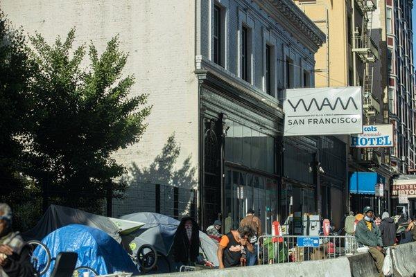 Tents in the morning sun amidst a global pandemic