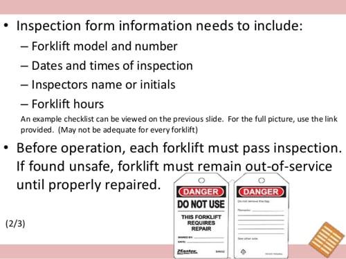 M & C Forklift Inspection and Maintenance