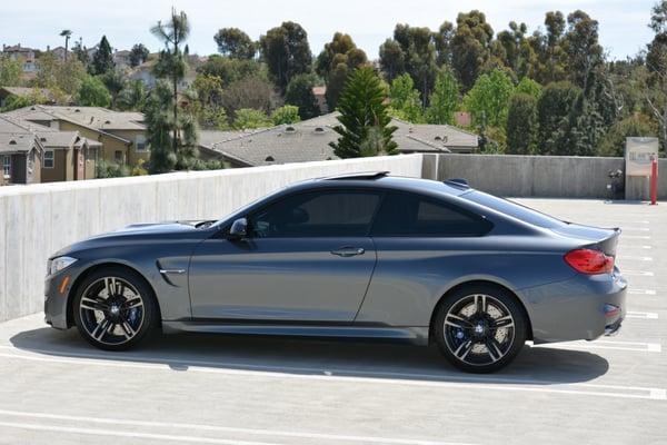 Tint work done at Presto Window Tinting. 2015 BMW M4 Coupe