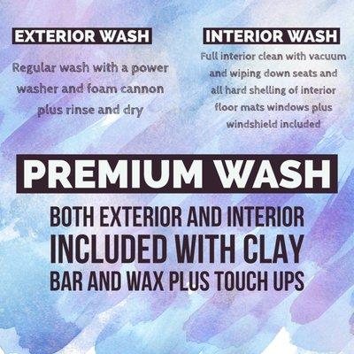 More information on what each Wash has to offer customizability is there just let us know what you need and we'll see what we can do for you