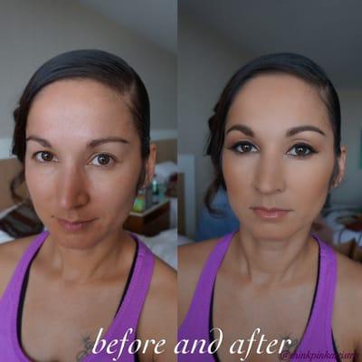 Before and after of a bridesmaid