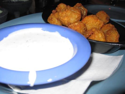 Fried mushrooms w/ ranch dressing.