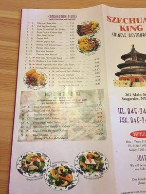 Back side of menu