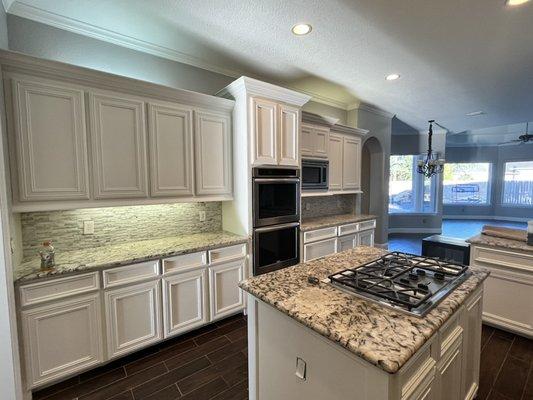 Painted Cabinets / Walls / Trim in this Houston, Tx home. The reveal is beautiful!