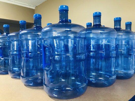 BPA Free Food Grade 5 Gallon Bottles of delicious alkaline water produced locally.