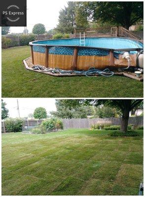 Pool and deck removal with sod installation.