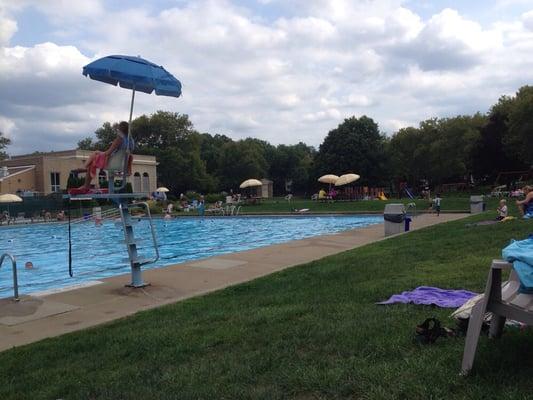 Olympic pool, chairs, picnic tables, playground and plenty of shade!