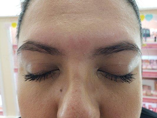 Before brow lamination wax and tint.