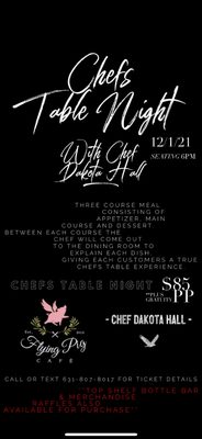 Event hosted by Chef Dakota Hall Dec 1st 2021