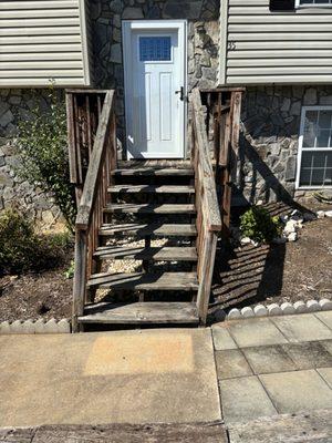 The staircase that had to be taken down and a new one in its place.