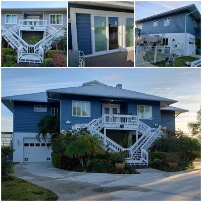 Hurricane rated vinyl siding along with impact sliding glass doors.  This home is now protected from the elements