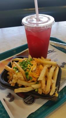 Ghost pepper fries ($1.99) and small blackberry lemonade ($1.99)