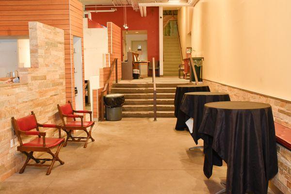 The "Cafe" or lobby entrance hosts a couch and ample seating for eating