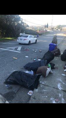 San Pablo waste management left my street looking like this after I had a scheduled clean up, and threw garbage can down