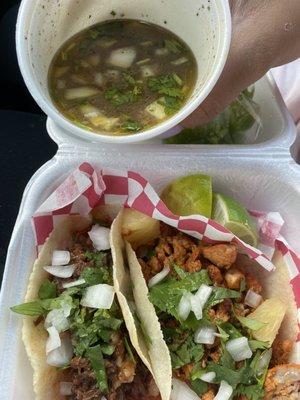 pork and beef tack , very juicy and flavorable. definitely my go to place for tacos!