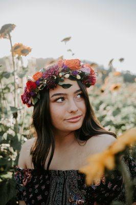 This is a stunning senior photo with one of our floral crowns